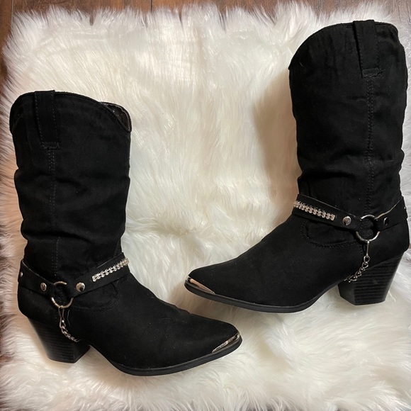 Dingo Women’s Black Rhinestone Cowboy Boots 10M - Picture 2 of 16